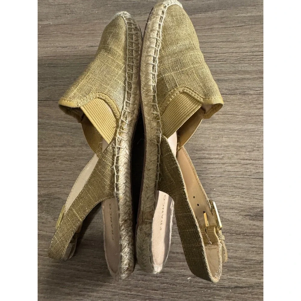 Franco‎ Sarto Espadrilles women's 7.5 lightweight gold color adjustable buckle